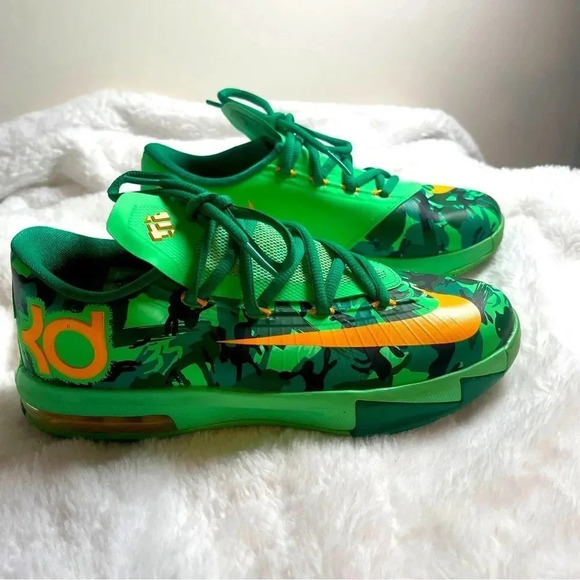 Nike Zoom KD 6 VI Easter 2013 599477-303 Green Camo/Orange Basketball -Size 4.5Y - Picture 1 of 8